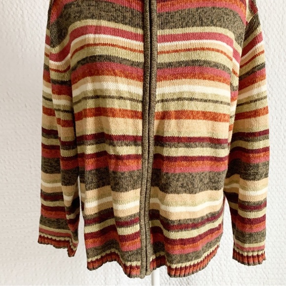 Tiara International Vintage Striped Zip Up Cottage Core Retro - Picture 8 of 12